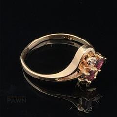 10K Yellow Gold Ladies Ruby & Diamond Ring .005 CT. 1.6 grams Size:8